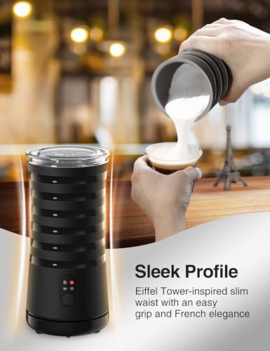 Image of Milk Frother, Mirdred 4-in-1 Milk Steamer and Frother, Hot & Cold Foam Milk Warmer with Temperature Control, Auto Shut-Off Frothers for Coffee, Latte, Cappuccino, Macchiato