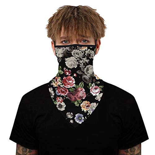 Yayourel Neck Gaiter Face Mask Covering Bandanas For Men Women Summer Uv Face Scarf Mask Cover Facemask Balaclava Headbands (B: Flower 1) #TOP5