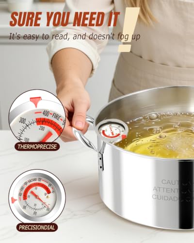 Image of 10QT Fish Fryer Pot with Basket, Lid & Tongs, Stainless Steel Frying Pot | Deep Fryer Pot with Thermometer, For Fish, Chicken Wings & French Fries, Open Flame Only