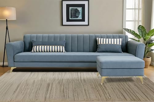 Adorn India Premium Luster 4 Seater L Shape Sofa Set | Velvet Suede Fabric...