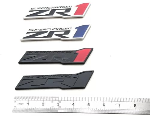 Image of 2pcs Replacement for 2009-2013 ZR1 Supercharged Side Door Emblems 3D Badge Decal Stickers (Silver Black Red)