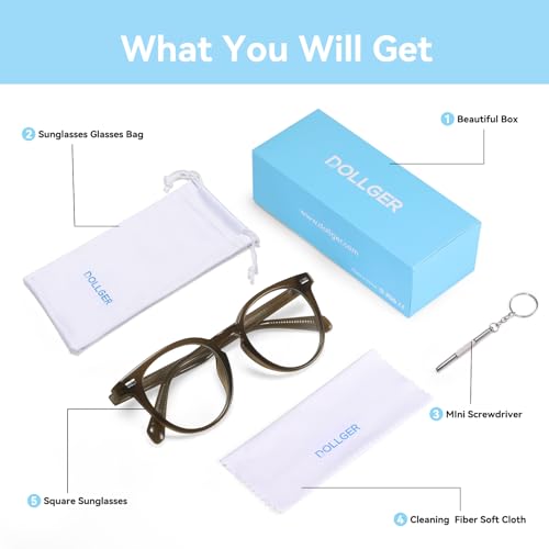 Image of Dollger Women Round Blue Light Blocking Glasses Men Retro Computer Gaming Eyeglasses Anti-Eyestrain