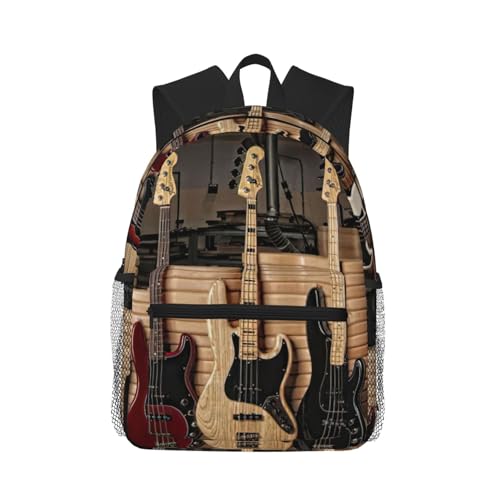 Sac à dos imprimé guitare imperméable pour l'université et le voyage décontracté