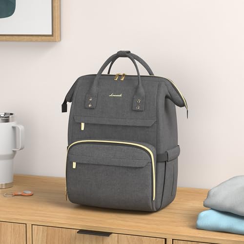 Image of LOVEVOOK Laptop Backpack for Women,15.6 Inch Professional Womens Travel Backpack Purse Computer Laptop Bag Nurse Teacher Backpack,Waterproof College Work Bag Carry on Back Pack with USB Port,Dark Grey