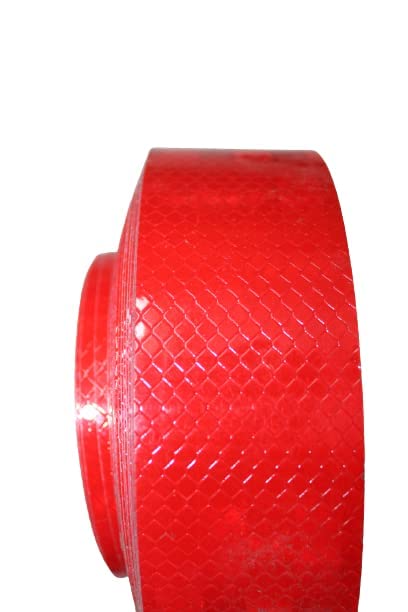 Image of Reflective Radium Warning Waterproof Tape For road safety purpose Night Safety Sticker High Intensity, 2 Inch x 50 Meter (Red)