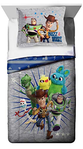Image of Jay Franco Disney Pixar Story 4 All The Twin/Full Comforter & Sham Set - Super Soft Kids Reversible Bedding Features Woody & Buzz Lightyear - Fade Resistant Microfiber(Official Disney Pixar Product)