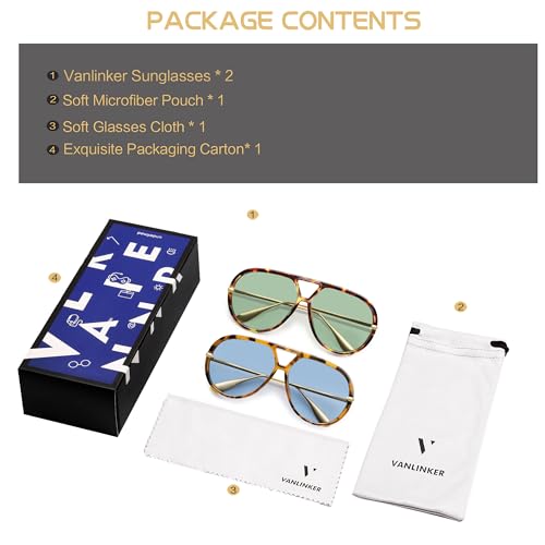 Image of VANLINKER Oversized Trendy Polarized Aviator Sunglasses for Women Men Retro Round Sunglasses Vintage Shield Shades VL9798