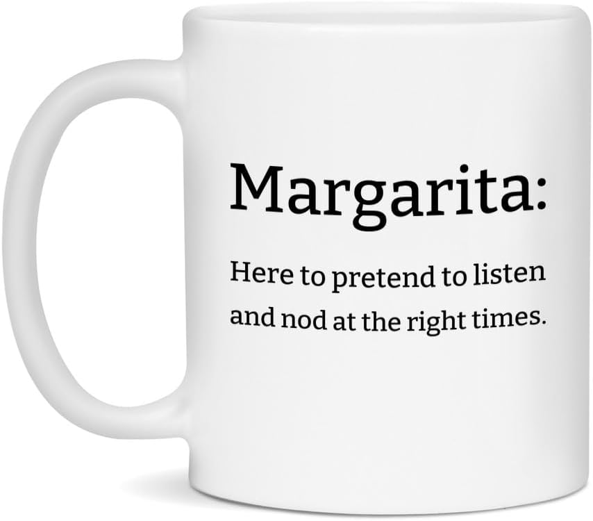 Funny Margarita Mug - Unique Margarita Gift - Sarcastic Margarita Definition Mug 15oz White/Light Green