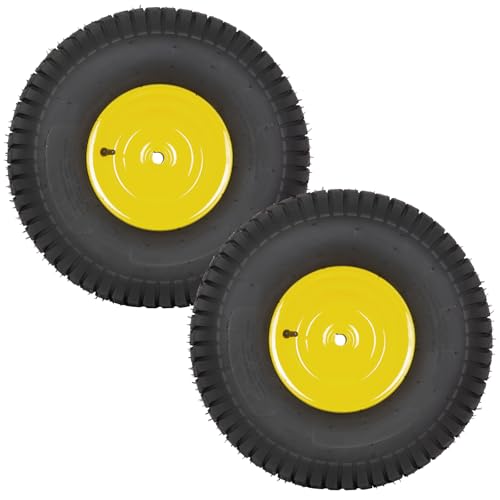 2 PCS Autocessking 20x8.00-8 Rear Tubeless Tire with Wheel Assemblies Replacement for Riding Lawn Mowers,3.5' Offset Hub, 3/4' Borehole with 3/16' Keyway, 4 ply, 965lbs Capacity