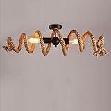  Modeen E27 Eisen Hanf Seil Doppelte Kopf Vintage hängende Anhänger Deckenleuchte Lampe industrielle Retro Country Stil Speisesaal Restaurant Bar Cafe Beleuchtung AC240V