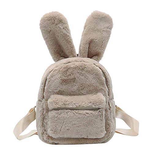 Gupiar Bunny Backpack, Fur Mini Backpacks for Womens Plush Rabbit Ear Satchel Fuzzy Bunny Purse Handbags