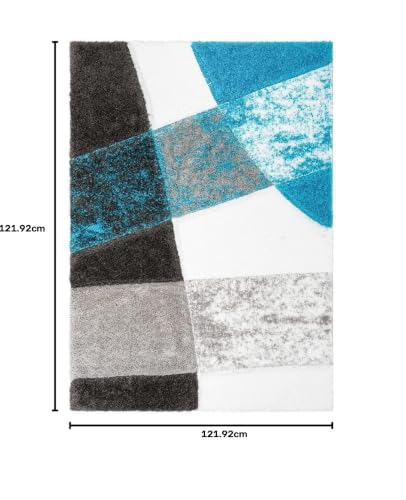 Image of F & B RUGS ; SUPERIOR QUALITY PRODUCTS Firoz and Brothers Handwoven Super Soft Indoor Modern Shag Microfiber USA Exported Carpet with 2. inchInch Thickness Silky Fluffy Smooth 4x4 feet Blue Grey