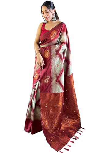Image of SGF11 Women's Kanjivaram Pure Soft Silk Saree With Unstitched Blouse Piece