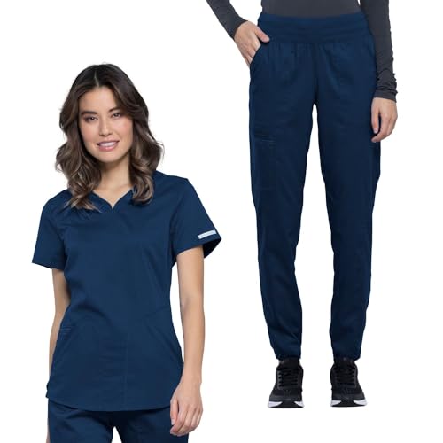 Ensemble d'infirmière col en V Cherokee WW011 vêtement médical femme taille 2XL bleu marine