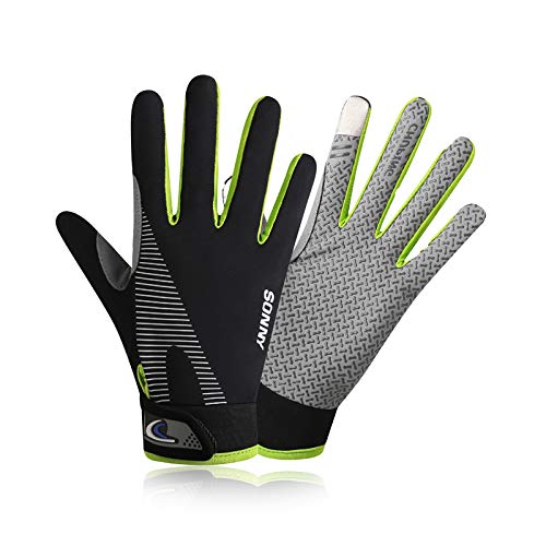 YHT Cycling Gloves Touchscreen Ultimate Frisbee Gloves Non-Slip Flexible Thin Workout Gloves for Men Women (Green,L)