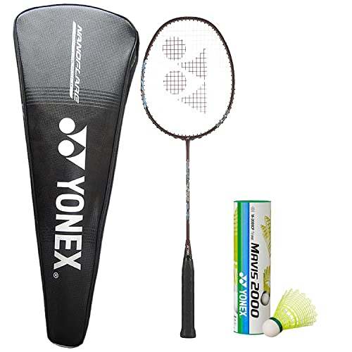 Image of YONEX I-Series Graphite 1 Nanoflare Lite 29iS Badminton Racket with 1 Can Mavis 2000 Shuttlecock Badminton Combo Set (Red)
