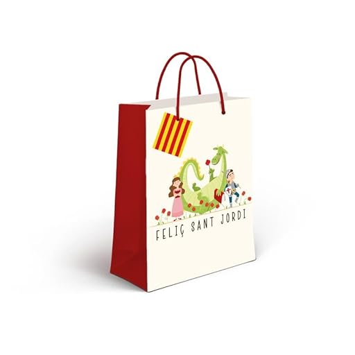 ROCKING GIFTS Bolsa de Papel Pequeña para Embalaje Fácil de Regalos de Sant Jordi con Etiqueta para Nombre 12x7x14 cm | Ya disponible en tu tienda friki favorita! En mundofriki.es!