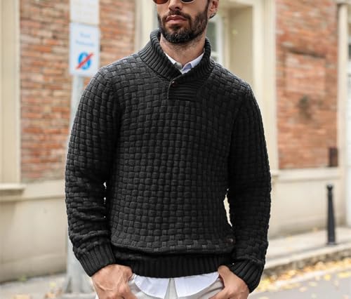 Men's Ribbed Crew Neck Knit Sweater Long Sleeve Pullover Comfortable Warm Soft Casual Textured Design top2