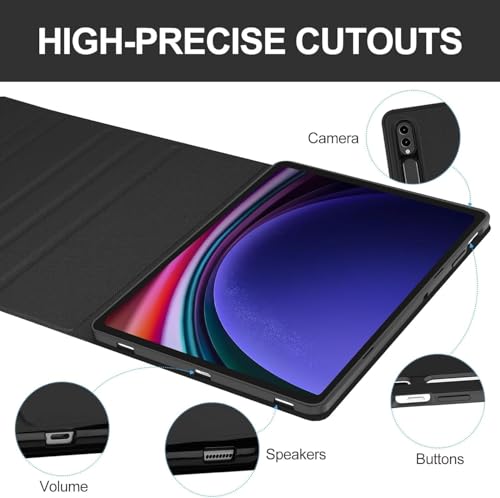 Image of MICROWARE Samsung Galaxy Tab S9 FE+ /S9+ 12.4 inch Keyboard Case: 3 Zone 7 Colors Backlit Trackpad Keyboard for 12.4 inch Galaxy Tab S9 FE Plus (Normal Trackpad, S9 12.4 inch)