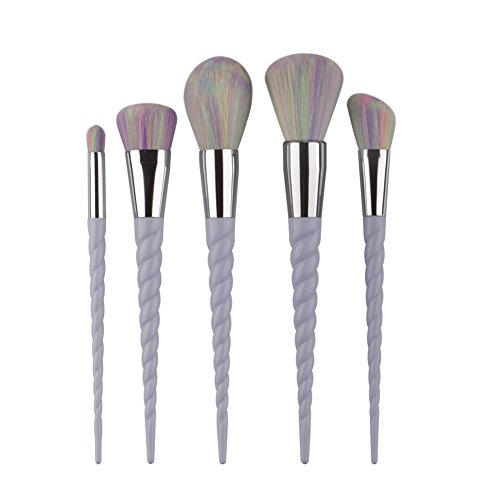 ExGizmo 5pcs Unicorn Spiral Makeup Brushes Set Rainbow Hair Eyeshadow Powder Brush Beauty Tool