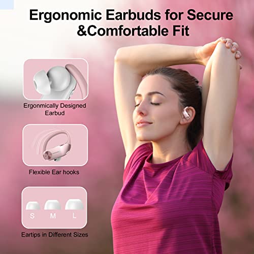 Hadbleng Wireless Earbuds Bluetooth 5.3 Headphones 48Hrs Playtime Sports Earhooks Over Ear Earphones With Led Display, Ipx7 Waterproof Built-In Mic Headset For Workout, Running, Gym #TOP6