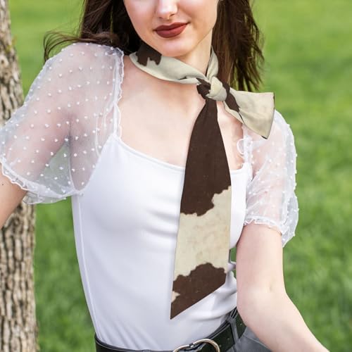 Brown Cowhide Print Head Scarf for Women - Smooth, Breathable & Lightweight - Hair Wrap, Scarf4