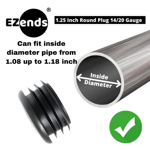 Image of Premium Grade 1 1 /4 Inch Round Plastic Plugs, Extra Durable 14-20 Gauge (30 Pack) Pipe Plug Tubing End Cap, Black Round End Caps, Durable Chair Glide Sliders, Furniture Floor Protection.