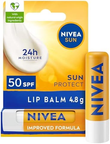 NIVEA SUN Protect Caring Lip Balm SPF50 (4.8g), Factor 50 Balm wi...