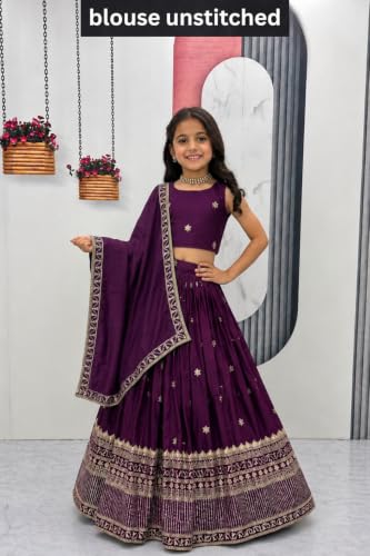 Image of Kids Lehenga Choli with Elephant Embroidery