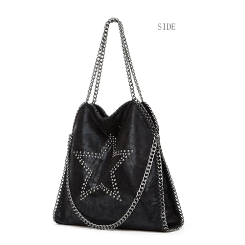 Bolso Hobo Grande de Cuero Sintético con Cadena para Mujer miniatura 3