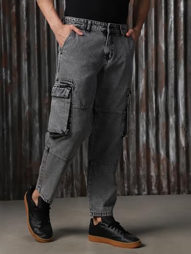 Image of High Star Men Cotton Washed Straight Fit Mid-Rise Regular Jeans