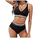 maisdgop High Waisted Bikini Sets for Women V Neck Tummy Control Swimsuits Comfy Soft Color Block Two Piece Bathing Suit