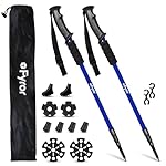 Fyror ® 2 Pcs Bastones Trekking Plegables 62-135cm...: Aluminio de alta calidad con sistema anti-shock: Ayuda a la absorción de impactos integrados para reducir la tensión en rodillas y articulaciones en descensos exigentes. Empuñadura ergónomica con correa ajustable: Agarre cómodo y antideslizante inclu...
