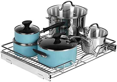 Pull-Out Shelves for Cabinets  Heavy Metal Slide-Out Drawer - Sliding for Pantry or Cabinet Perfect for Pots, Pans etc. Basket Measures 55.88 W x 43.18 D x 5.08 H Requires at Least 23 ¼ Opening