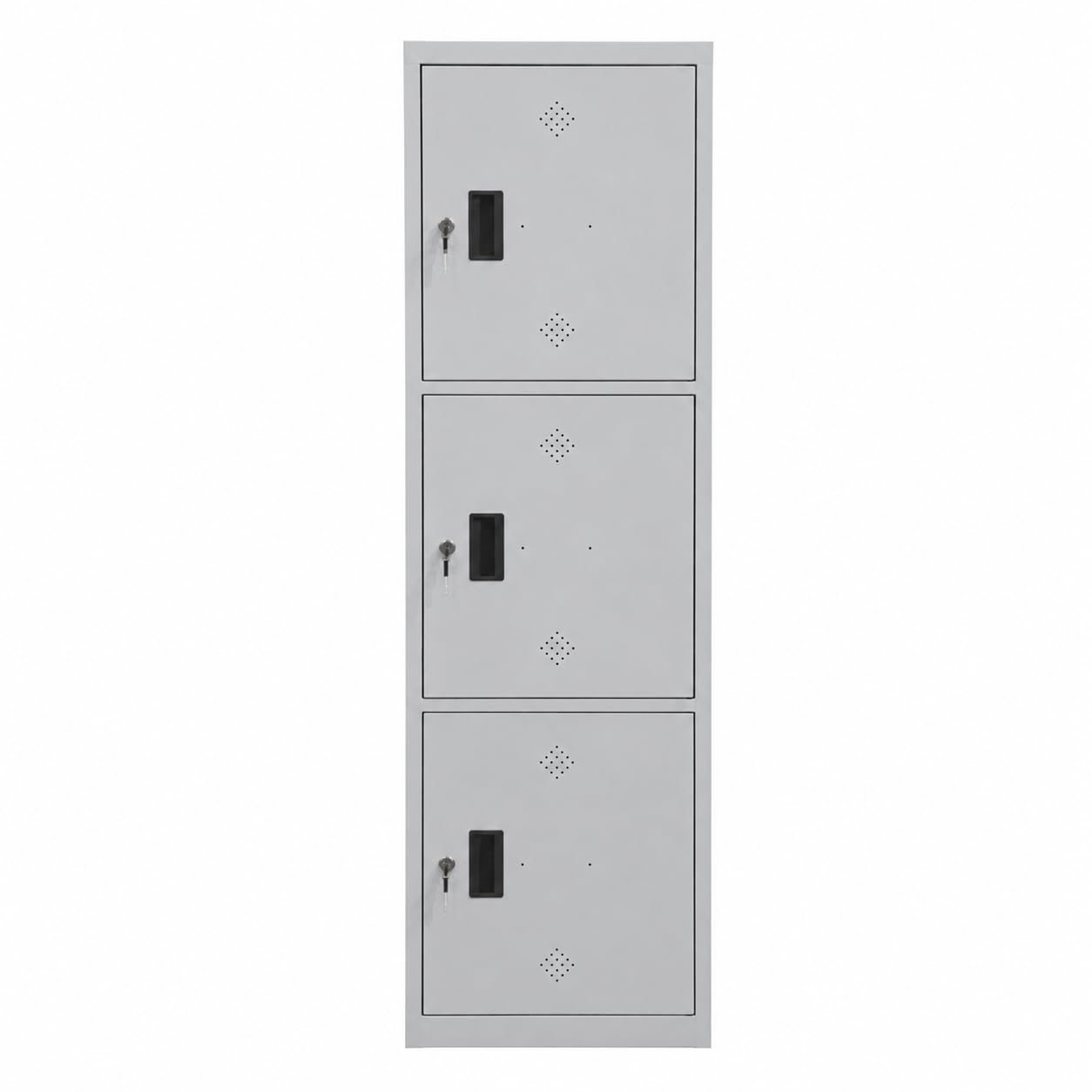 UFLIX 3 Door Metal Locker Cabinet | Compact Space-Saving Storage for Office, Gym & Home | Lockable Powder Coated Steel Almirah with Ventilation | Beige (Beige, 3 Door Lock)-image-8