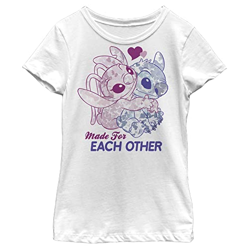 Disney Lilo Stitch Angel Together Girl's Solid Crew Tee