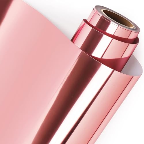 Image of Rosegold FOIL | HTV Vinyl Rolls | Heat Transfer Vinyl | 20inch x 40inch | PU for Shirts | Metallic Finish | Soft Touch | Stretchable | Iron on Vinyl for Cricut & Cameo | Easy to Cut & Weed
