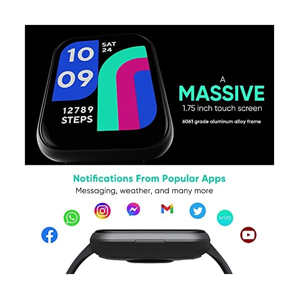 WYZE Smart Watch, Aluminum Smartwatch for Android Phones and iOS Phones IP68 Waterproof Fitness Tracker with Heart Rate/Blood Oxygen/Sleep/Menstrual Monitor Digital Watch (Watch 47MM)