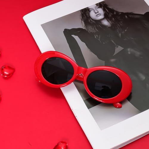 Fumwase Oval Round Thick Sunglasses Retro Goggles Vintage Sunglasses for Women Men4