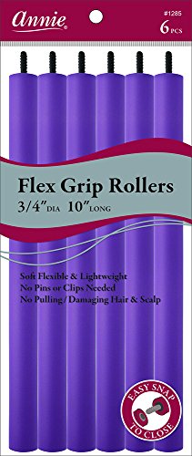 Annie Flex Grip Hair Rollers, Purple, 6 Count