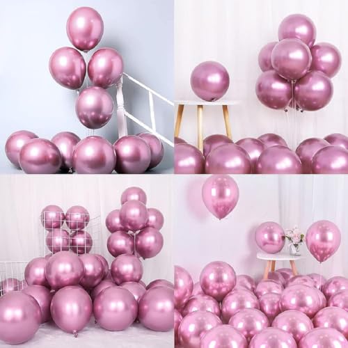Image of Chrome Balloons, 30 pcs Pink Chrome Metallic Balloons for Birthday Decorations, Anniversary, Engagement, Wedding Decorations, Baby Shower, Festival Party Decorations (30 Pcs, Pink Ch)