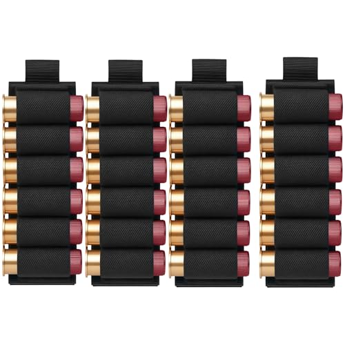 Gexgune Soporte de Caza táctico con Gancho y Bucle para 6 Cartuchos, Inserto de Cartuchos, Tira Adhesiva para Calibre 12 (4PCS)