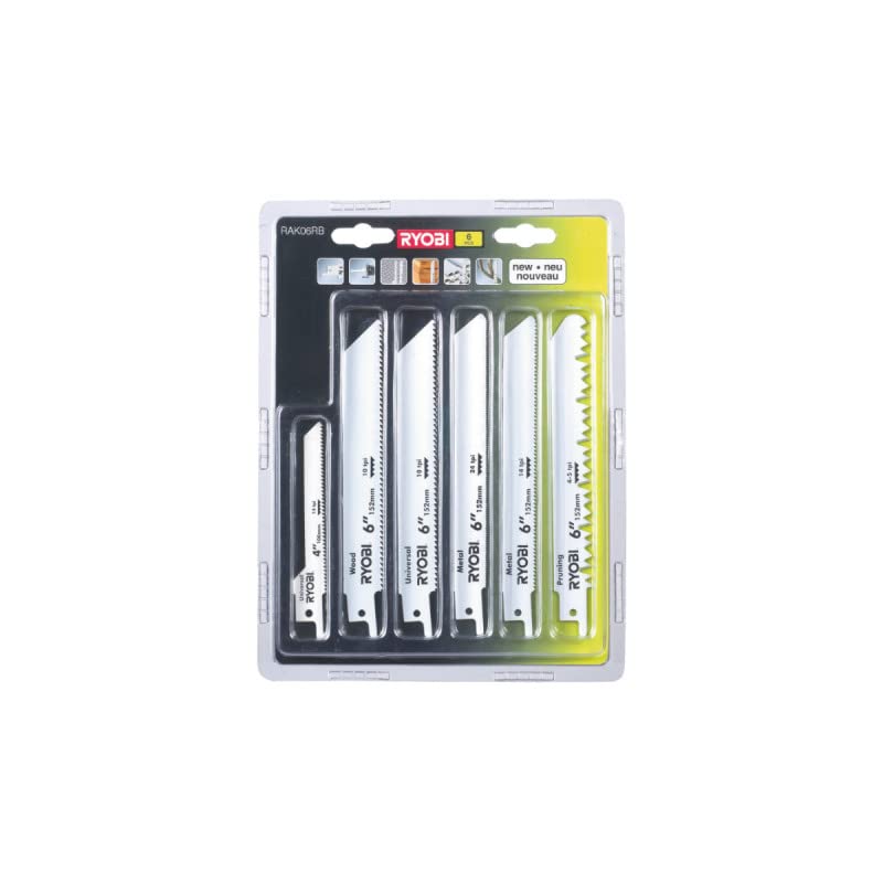 Confezione RYOBI Seghetto elettrico RRS1200-K - 1200W - set di 6 lame universali - legno e metallo - 100/152mm - RAK06RB