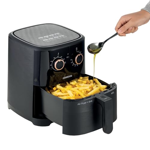 Image of KENWOOD Airfryer + Grill XL 4.5L 1300W Air Fryer with Grill Function, Recipe Book, Rapid Hot Air Circulation for Frying, Grilling, Broiling, Roasting, Baking and Toasting HFP40.000BK Black