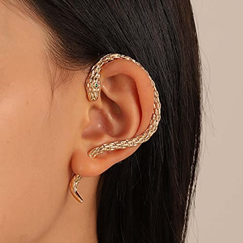 Cubahop 1 paire punk Vintage serpent boucles d'oreilles piercing boucles d'oreilles alpinisme sac d'oreilles gothique exagéré (Or)