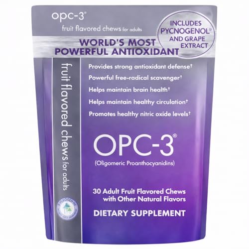 Isotonix OPC-3 Antioxidant Chews | Circulation Vision & Skin Support | Grape Seed Red Wine Pine Bark (Pycnogenol) Bilberry & Citrus Bioflavonoids | Chewable Antioxidant Supplement - 30 Count