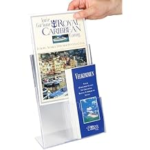 FixtureDisplays 8.5 x 11" Acrylic Sign Holder with Pocket for 4 x 9 Brochures, Slant Back - Clear 19013-SNL Listing