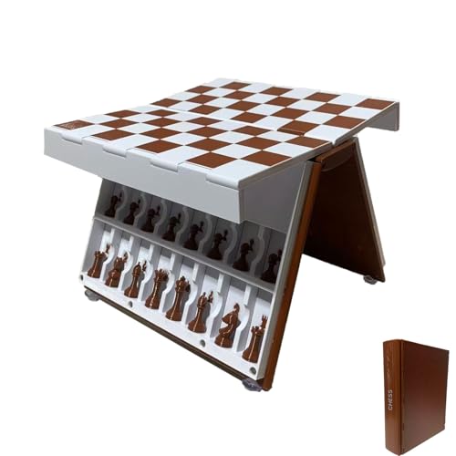 Playbook'd Chess, Playbook Board Game, 3D Printed Chess Book, Magnetic Chess Set, Books Design Folding Board Game for Adults, Portable Compact Game Set and Decorative Gift for Home