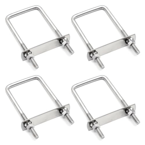 Aoyswuz 4 Piezas M8 Pernos en U 60 * 120 mm Pernos en U Cuadrados 304 Inox Abrazadera Cuadrada Pernos para Fijar Tuberías, Tracción de Automóviles, etc.