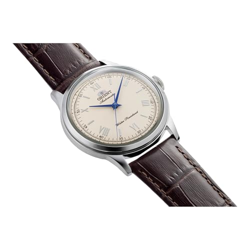 Image of Orient Bambino RA-BB0003Y30B 38.4mm Automatic Mechanical Men's Dress Watch - Ivory Dial, Stainless Steel Case, Brown Leather Strap, Domed Mineral Crystal & Exhibition Caseback